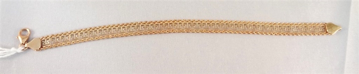 10K Gold Key Fret Pattern Bracelet .14 Troy Ounces