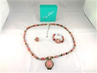 Carolyn Pollack Sterling Rhodochrosite Necklace, Pendant, Ring, Bracelet Jewelry Set