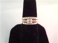 14K Gold Diamond Ring (1) Center 1.6mm Stone, (18) Diamond Chips Ring Size 5.5