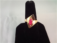 14K Gold Ring (1) Ruby Marquise Cut Solitaire 8x4mm Ring Size 8