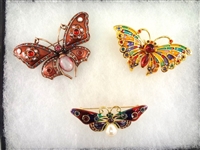 Joan Rivers (3) Butterfly Brooches Enameled Swarovski Oversize