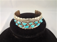 Wayne Cheama Zuni Sterling Turquoise Cuff Bracelet Total Weight 2.03 troy ounces