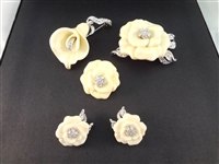 Nolan Miller Cala Lily Vintage Rhinestone Brooches Pendant and Earrings