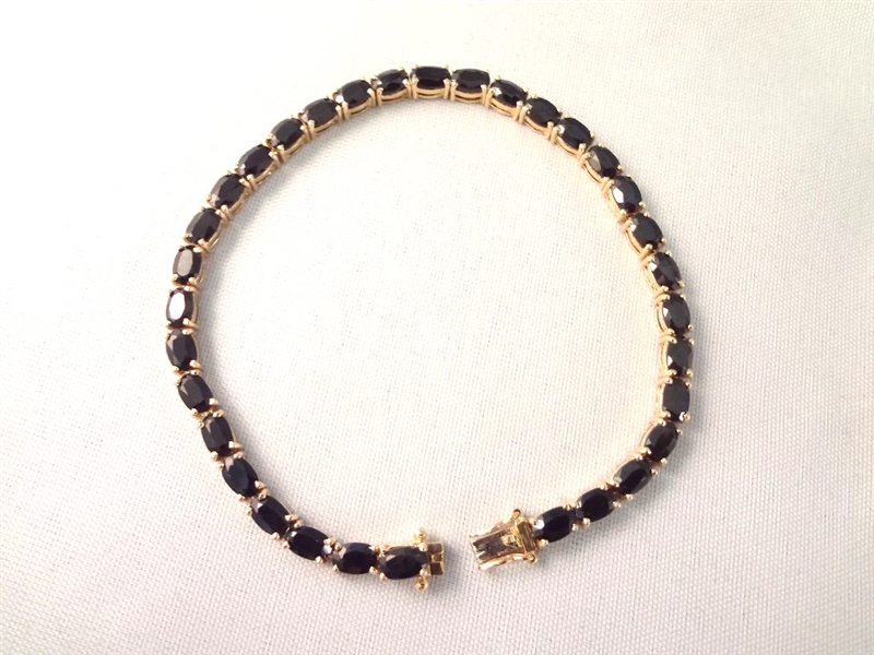 14K Gold Tennis Bracelet (33) Oval Sapphires 5x3mm (8.25 carats)