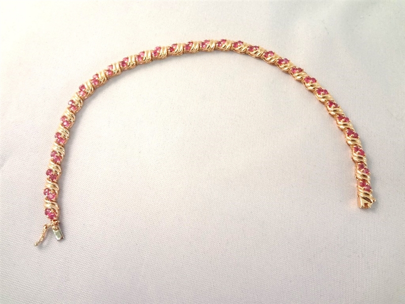 14K Gold Tennis Ruby Bracelet (60) Round Rubies 2.0mm (1.8 carat)