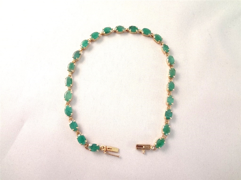 14K Gold Emerald Tennis Bracelet (23) Oval Emeralds 6x4mm (8) carats 