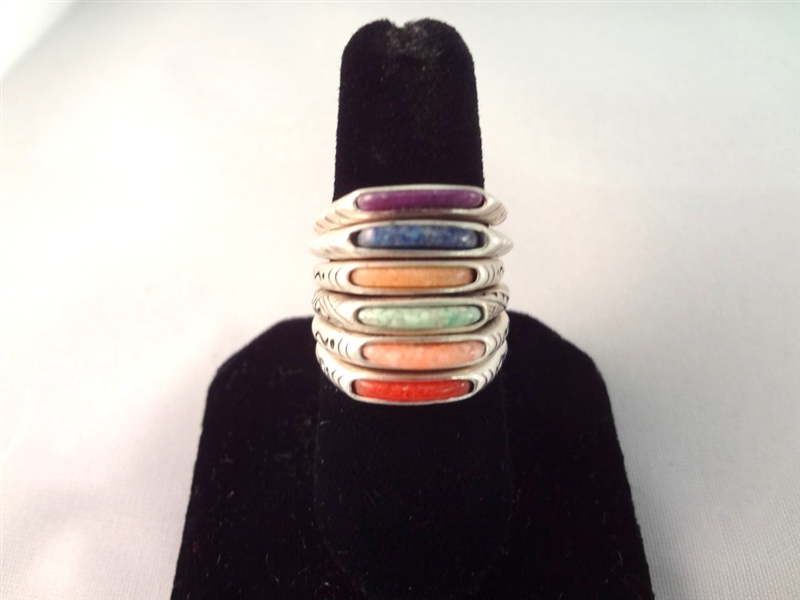 (6) Carolyn Pollack Relios Sterling Stackable Rings Total Weight .52 Troy Ounces