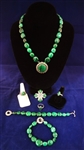 Carolyn Pollack Malachite Sterling Silver Jewelry Suite Necklace, Pendant, Ring, Bracelet