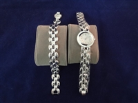Ecclissi Sterling Silver Watch and Bracelet Set Both Measure 7.5" Long