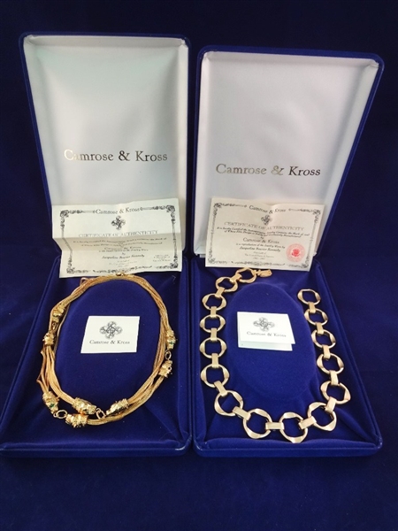 Jacqueline Bouvier Kennedy Camrose and Kross (2) Necklaces in Original Boxes