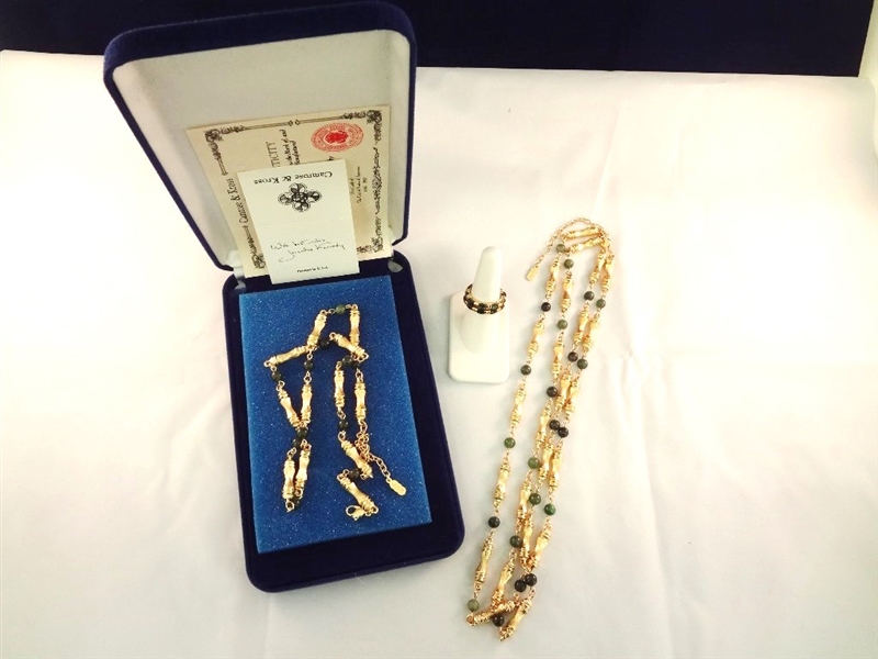 Jacqueline Bouvier Kennedy Camrose and Kross (2) Necklace and (2) Rings New In Boxes
