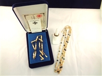 Jacqueline Bouvier Kennedy Camrose and Kross (2) Necklace and (2) Rings New In Boxes