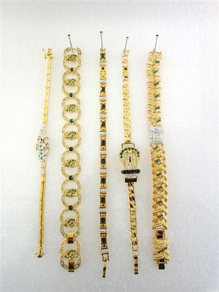 Jacqueline Bouvier Kennedy Camrose and Kross (5) Gold Tone Bracelets