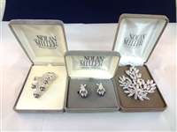(2) Large Oversize Nolan Miller Brooches (1) Matching Earrings in Original Boxes