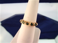 14K Gold Ring (5) Round Emeralds 1.6mm Ring Size 6.25