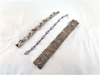 (3) Sterling Silver and Amethyst Tennis Bracelets 