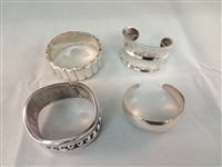 (4) CII Mexican Sterling Silver Cuff Clamper Bracelets