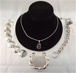 Robert Lee Morris Sterling Silver Jewelry Group: (1) Necklace, (1) Pendant, (3) Bracelets