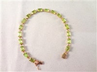 14K Gold Tennis Bracelet (18) Emerald Cut Peridot 7" Long