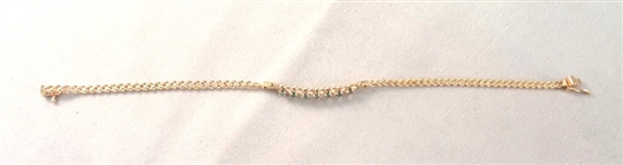 14K Gold Tennis Bracelet (7) Round Emeralds 7" Long