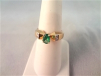 14K Gold Ring Oval Cut Emerald 6x4mm Ring Size 6.5