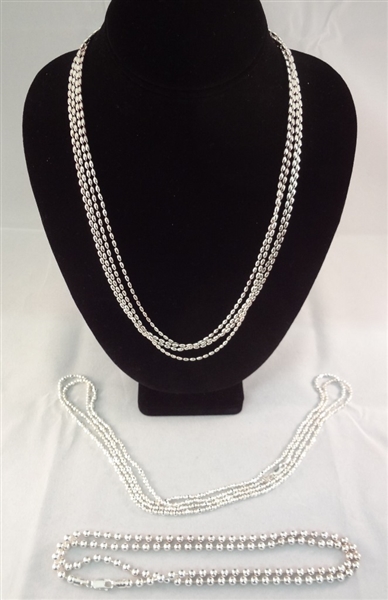 (3) Sterling Silver Made in Italy Ball Chain Necklaces 