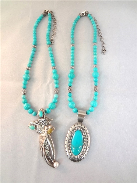 Carolyn Pollack Sterling Silver and Turquoise Necklace and Pendants