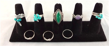 (10) Southwest Sterling Silver Turquoise Rings 