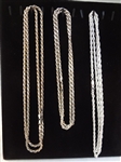(3) Sterling Silver Rope Chains 18"-36" In Length