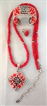 Carolyn Pollack Sterling Silver Shades of Coral Matching Necklace, Pendant, Bracelet, and Ring Set
