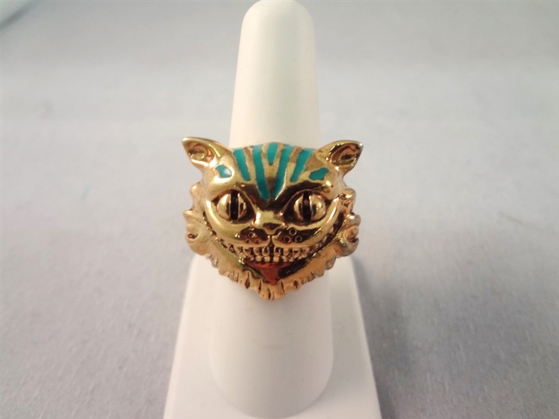 Walt Disney Cheshire Cat Enameled Cat Ring Size 7