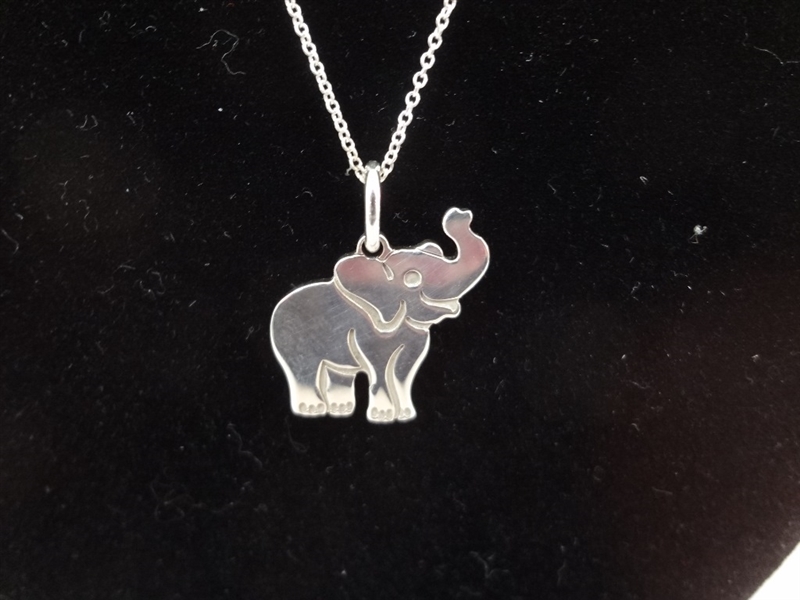 Tiffany and Co. Sterling Silver Link Chain and Elephant Pendant