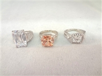 (3) Sterling Silver Rings All with Cubic Zirconias