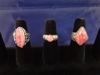 (3) Carolyn Pollack Sterling Silver and Rhodochrosite Rings