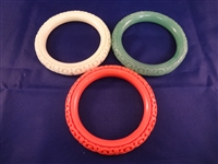 (3) Kenneth Jay Lane Molded Lucite Bangle Bracelets: Orange, Green, White