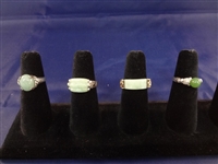 (4) Sterling Silver and Green Apple Jade Rings