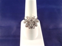 14K White Gold Diamond Ring Cluster Setting Size 6.5