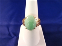 14K Gold And Green Apple Jade Ring
