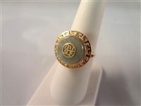 14K Gold and Round Jade Disk Cabochon Wrapped in Gold Ring