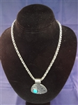 Carolyn Pollack Solid Sterling Silver Necklace, and Sterling and Turquoise Pendant 