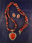 Carolyn Pollack Sterling Silver Red Stone Necklace, Pendant and Earrings