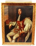 King Charles II Oil on Canvas 1800s Student After Original Sir Peter Lely Painting