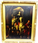 Charles I Equestrian Portrait Oil on Canvas 18th century copy after Van Dyck in Stunning Gilt Frame