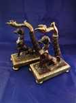 Art Deco Bronze Dog Palm Bookends