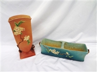 Roseville Pottery Apple Blossom Planter and Vase