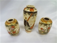 (3) Hand Painted Chinese Miniature Vases All Signed