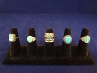 (5) Southwest Sterling Silver and Turquoise Rings