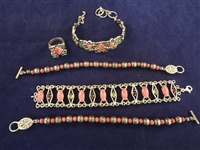 Carolyn Pollack Rhodochrosite and Sterling Silver Jewelry Group