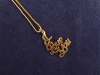 14K Gold Box Link Necklace and "I Love You" Charm