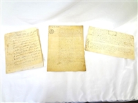 (3) 17th Century French Document on Skin: Revenue Stamps, Order of Malta
